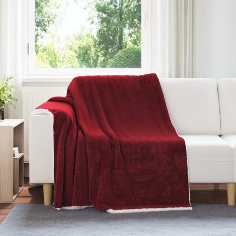 Überwurfdecke Bordeauxrot 150 x 200 cm Fleece