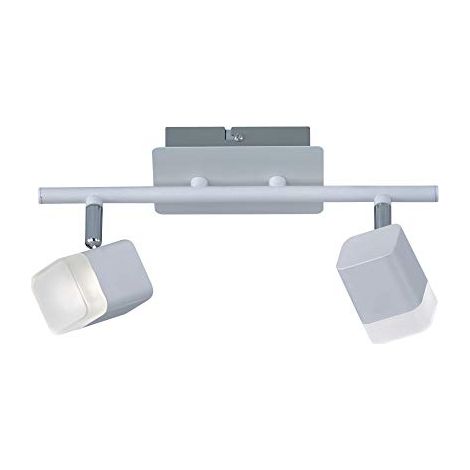 ROUBAIX BARRA 2 SPOTS LED 7W 800lm, 3000K QUADRATI METALLO BIANCO L.34CM (1/4)
