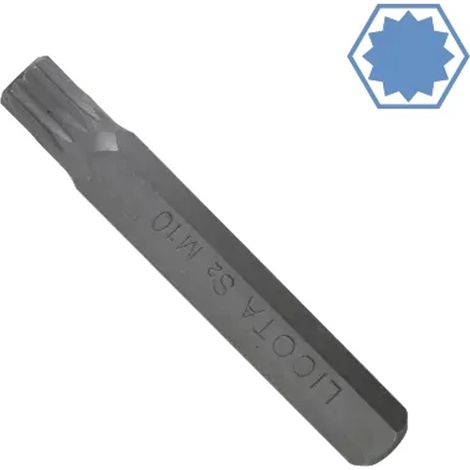Spline Bit M8, Vielzahn Bit, 10mm Hex, 75mm, S2 Stahl