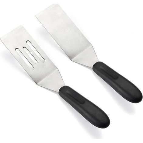 Set mit 2 kleinen Pfannenwendern, Mini-Pfannenwendern zum Wenden, Kochen und Backen, Metallspatel zum Servieren und Wenden, kleiner Edelstahlspatel für Steaks, Pfannkuchen, Brownies (1/4)