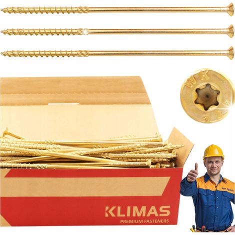 Vis Charpente Bois Klimas WKCS, 10 x 220 mm, Empreinte Torx, Tête Fraisée, Boîte 25 Pièces (1/5)