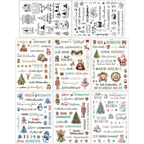 Autocollants à frotter, transférables pour meubles, ensembles de décalcomanies de Noël, transférables pour sapin de Noël, transférables pour bonhomme de neige, autocollants à frotter et (1/5)