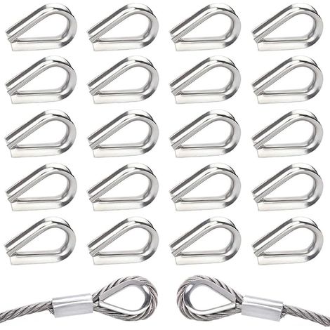 40 Pièces M5 Cosses de Câble Métallique en Acier Inoxydable 304 Cosse Coeur pour Cable Acier pour Câble Métallique 5mm (1/5)