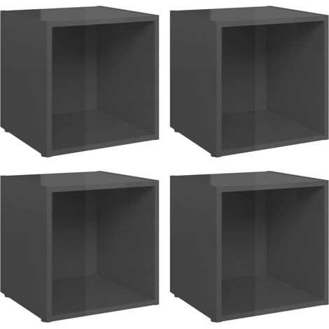 Mobile TV multimediale scaffale per televisione credenza televisione sala da pranzo soggiorno camera da letto 4 pezzi lucido 37 x 35 x 37 cm pannelli compositi grigio 020028737