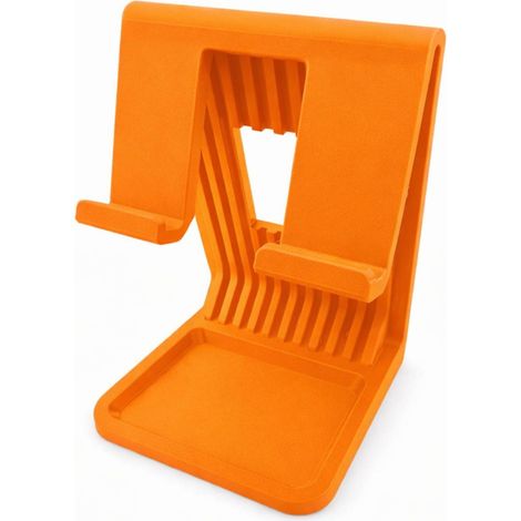 Soporte para tablet iPad, color naranja, soporte de escritorio con salida de cable. (1/3)