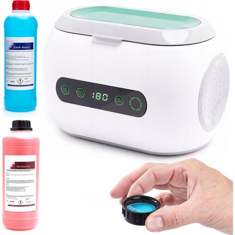 Pulitore/vasca a ultrasuoni PS-06A 35W 600ml + liquido Tech-Sonic 1L (blu) + detergente Surfa Sonic CleanTech 1L (rosso)