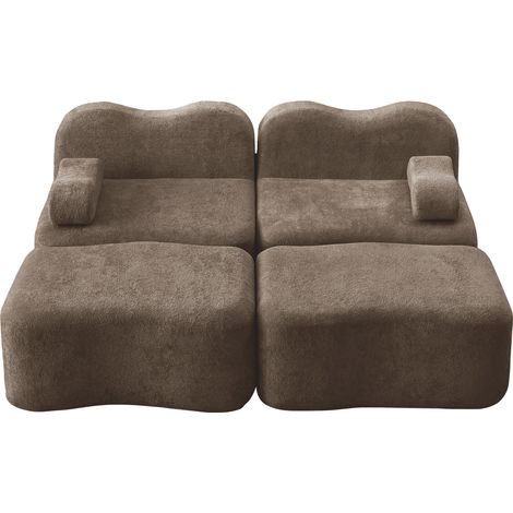 ELVMI Divano Modulare con Pouf Modulare, Design Senza Struttura, Seduta Profonda e Cuscini Bracciolo, in Velluto Marrone (1/5)