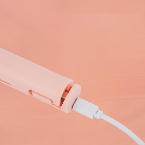 Mini 2-in-1 USB-Haarglätter mit Keramikplatten, pinkfarbener Glätteisen und Lockenstab (1/5)