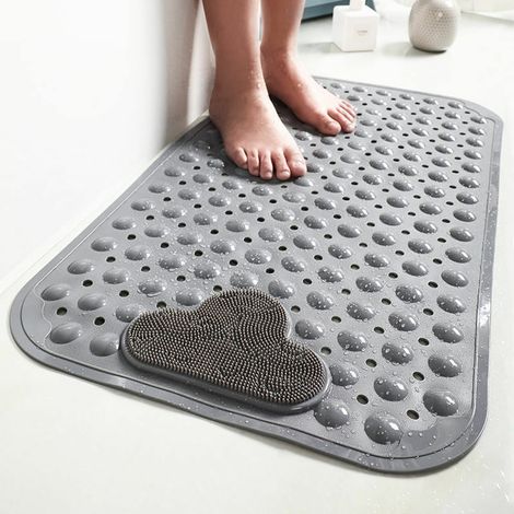 40x70cm Rutschfester Duschmatte mit Saugnäpfen und Entwässerungslöchern, Duschmatte mit Massagekissen