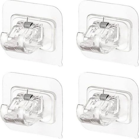 Support Pour Tringle À Rideaux - Diamètre Max 2,2 Cm - Sans Perçage - Adhésif - Pour Rideaux Ou Placards - Lot De 4 (1/5)