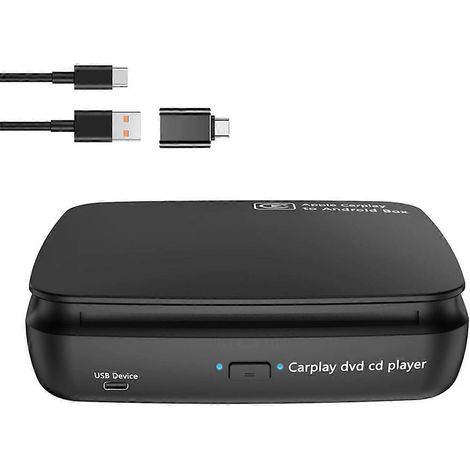 Lecteur CD/DVD portable pour voiture, lecteur de musique, boîtier CarPlay AI pour adaptateur CarPlay filaire/sans fil et Android Auto (1/5)