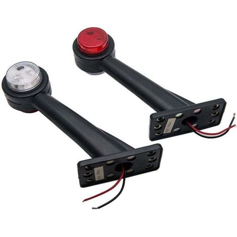 Lot de 2 Feux de position latéraux LED blanc et rouge feux indicateurs de position 12V-30V pour caravanes de remorque de camion (1/4)