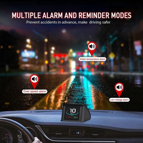 Affichage tête haute intelligent, compteur de vitesse numérique OBDII de 2,2 pouces avec indicateur de vitesse, D