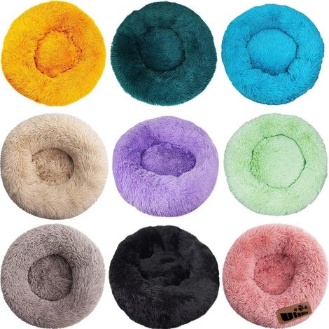 Hundebett rund, flauschig & waschbar – Anti Angst Donut Bett Ø70cm Blau