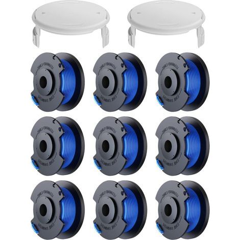 11-pack edge trimmer replacement spools for Ryobi One + AC14RL3A 18 V 24 V 40 V edge trimmer, spool diameter 1.6 mm, length 30.17 m (9 spools of edge trimmer line, 2 covers)