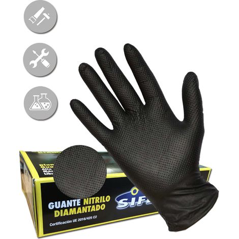 Gants en nitrile longue durée SIFER 8,2 g diamant noir boîte 50 unités Taille M