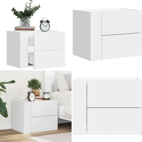 Table de chevet murale blanc 45x30x35 cm - Table De Chevet Murale - Meuble De Chambre - Armoire Suspendue - Rangement Mural - Table De Nuit Blanche - Home & Living (1/5)