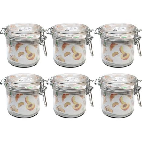 Lot de 6 bocaux hermétiques à bouchon mécanique, bocal pot de conservation, capacité 35 cl - Ø 9.8 x Hauteur 9.8 cm (1/3)