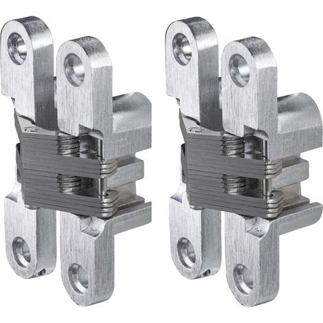 Set of 2 stainless steel hinges, drill-in type, nickel-plated, for furniture doors, cabinets and other applications (19x94 mm) (1/5)