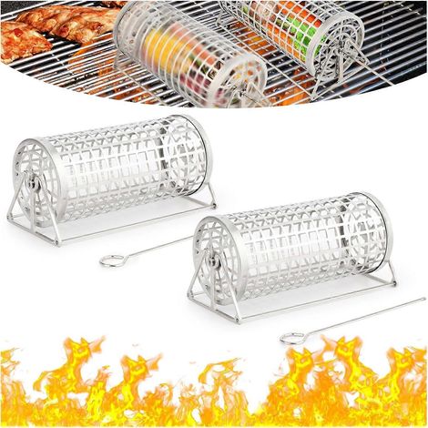 Panier de cuisson à roulettes pour barbecue d'extérieur, accessoires de cuisson ronds (1 pièce) (1/5)