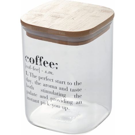 Bocal en Verre avec Couvercle en Bambou 1 l, capacité : 10 x h. 14,5 cm, Transparent (1/5)