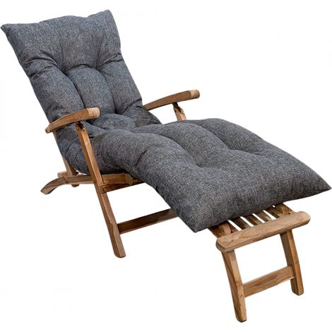 Coussin Bain de Soleil - 185x60x15 cm Gris Bananair Fabriqué en France (1/5)