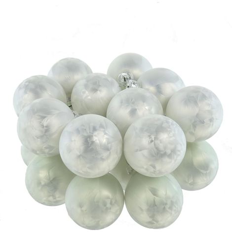 Christbaumkugeln Weiß Eislack Ø 6 cm aus Glas - 10er Set