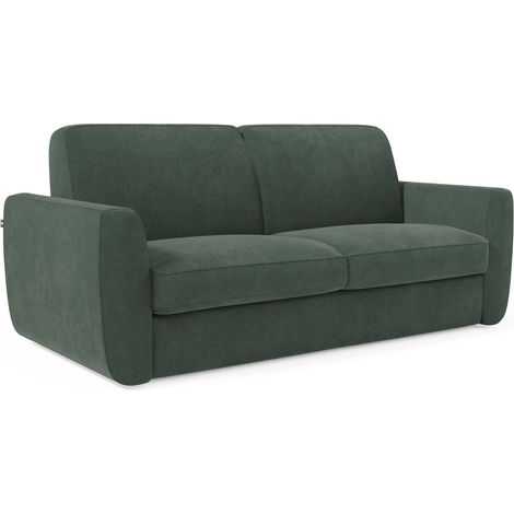 Leonida Divano letto sfoderabile e materasso H18 cm - vano portaguanciali in tessuto Smacchiabile T23 222 cm verde