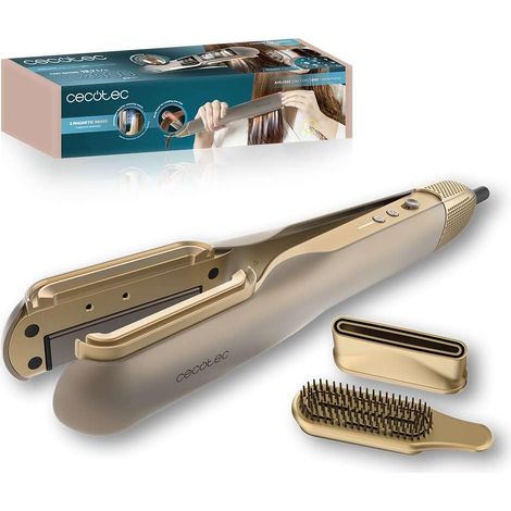 AirLisse 2in1 Champagne Pro Glätteisen, starker Luftstrom 19,7 l/s, magnetisierte Köpfe, für alle Haartypen, Plasma-Funktion, brushless Motor, 4 Temperaturen und 2 Luftgeschwindigkeiten.