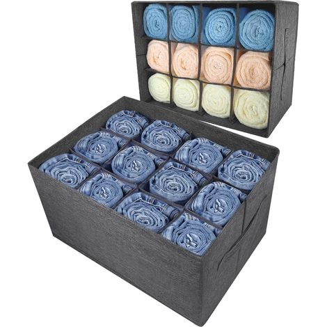 Wardrobe organizer, drawer storage for clothes - 12 grids, storage box for clothes, jeans, trousers, sweaters, towels, t-shirts, closet organizer (Pack of 1) (1/5)