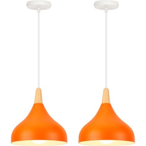 Nordic Modern Chandelier Minimalist Pendant Light Creative Pendant Lights Indoor Pendant Light For Bedroom Bar Cafe Kitchen Office E27 Orange (2PCS)