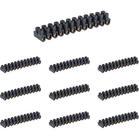 Eur'ohm 70001 Lot de 10  Barrettes de connexion laiton en polypropylène (capacité : 2,5-4mm²) (1/2)