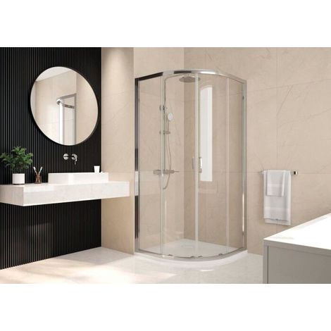 Porte de douche coulissante 1/4 de rond - Vista - LEDA - H. 190 cm - l. 86,9-88,9 cm (1/2)