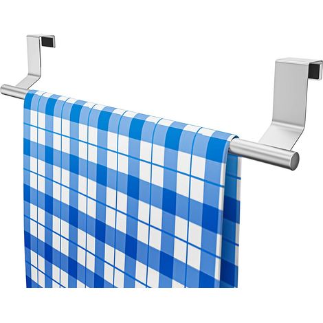 Porte-torchons de cuisine à suspendre – 35 cm de long en acier inoxydable avec – Porte-torchons sans perçage comme porte-serviettes de porte avec barre (1/5)