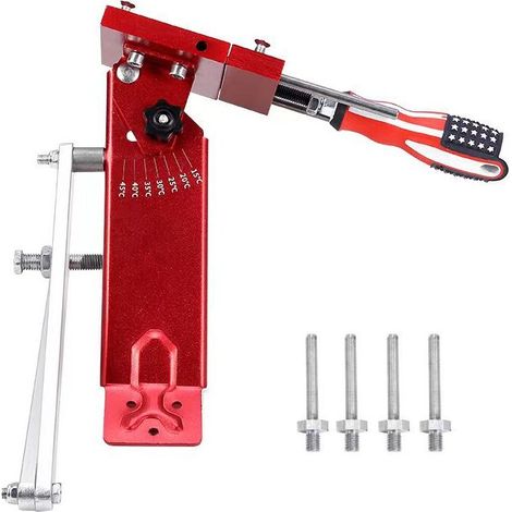 royaluxe -Aiguis modèle 5005 Aiguis de lame de tondeuse à gazon Aiguis réglable 15°-45° Modèle 5005 pour lames de tondeuse à gazon droites et standards Rouge (1/4)