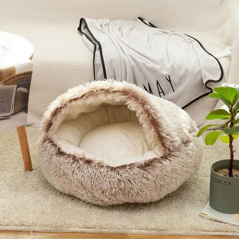 Lit pour Chat Ultra Doux,Nid de Chat,Panier pour Chat,Lit de Chat Peluche Chaud,Coussin Moelleux pour Chaton et Chiot Lavable (1/4)