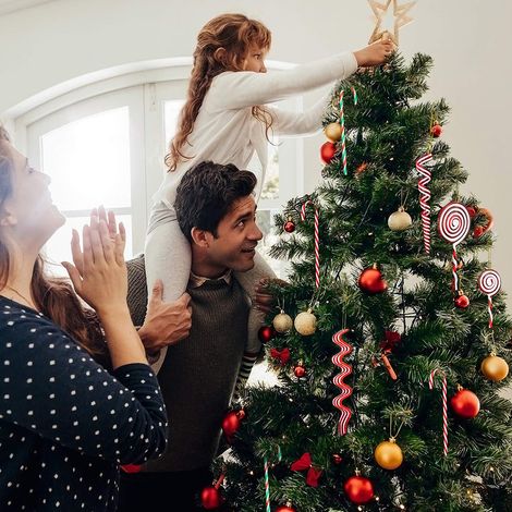 Ensemble de 18 décorations de Noël en forme de cannes de Noël, sucettes et bonbons à suspendre aux portes ou fenêtres. (1/5)
