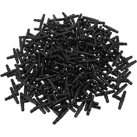 Raccords en T pour embout de tuyau d'arrosage pour irrigation goutte à goutte, avec 600 raccords noirs (1/5)