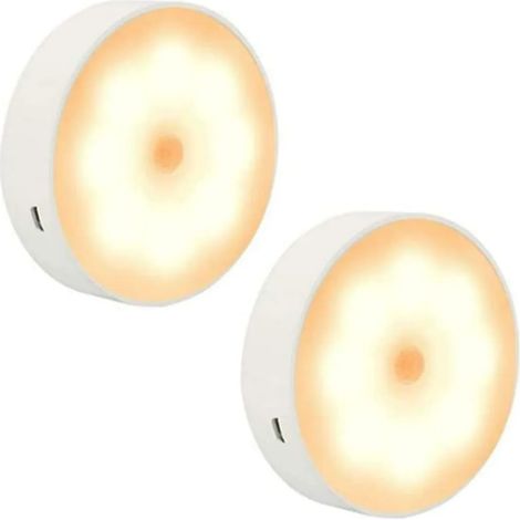 LED-Nachtlicht mit Bewegungssensor (Warmweiß) – Induktionsfunktion, kabelloser Betrieb, USB-Anschluss, elektromagnetische Anziehungskraft. Geeignet für Babyzimmer, Badezimmer, Flur, Kleiderschrank usw