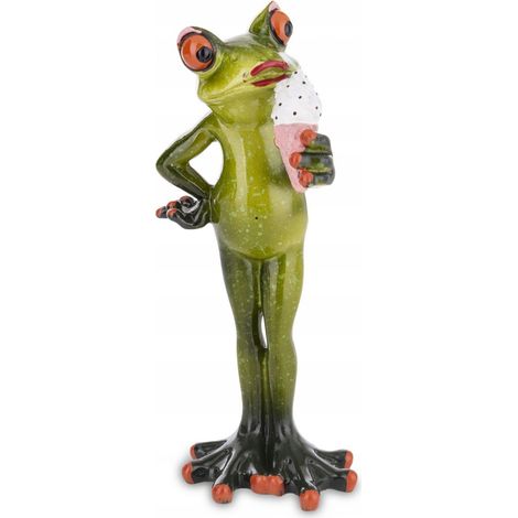 Figurine de grenouille verte avec de la glace, un cadeau porte-bonheur (1/5)