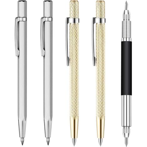 SABIR Pointe de Carbure Stylo de Gravure Stylos à Tracer de Tungstène avec Clip Portatif Stylo de Gravure Outils de Stylet de Courbe de Gravure pour Planche de Bois Verre Céramique Feuille de Métal Sc (1/5)
