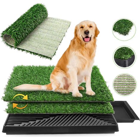 Toilette pour Chien avec Gazon Artificiel, Bac à Litière Lavable Réutilisable, Tapis d'entraînement résistant pour Petits Chiens, Usage intérieur extérieur, idéal Appartement Balcon (1/5)