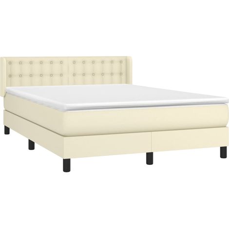 Cama box spring con colchón cuero sintético crema 140x190 cm vidaXL (1/5)