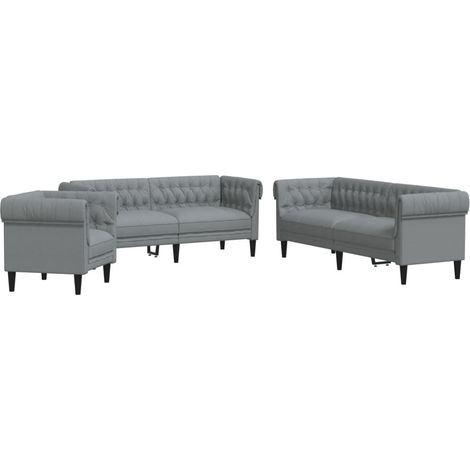 Maison Exclusive - Set di Divani 3 pz Grigio Chiaro in Tessuto