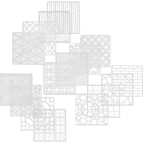 Lot de 16 Pochoirs de Dessin Creux Géométriques en Plastique Lavables Surface Lisse pour Projets DIY sur Mur et Bois Bloc (1/5)