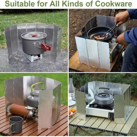 12 Pques Pare Vent Pliable Rechaud Aluminium avec Sac De Rangement,Pare Vent Rechaud Gaz,Pare Brise De Réchaud De Camping, (1/4)
