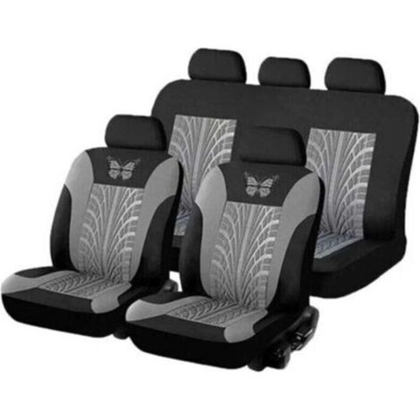 Autositzbezug, universelles Autositzbezug-Set, Bezüge für Vorder- und Rücksitze, grau