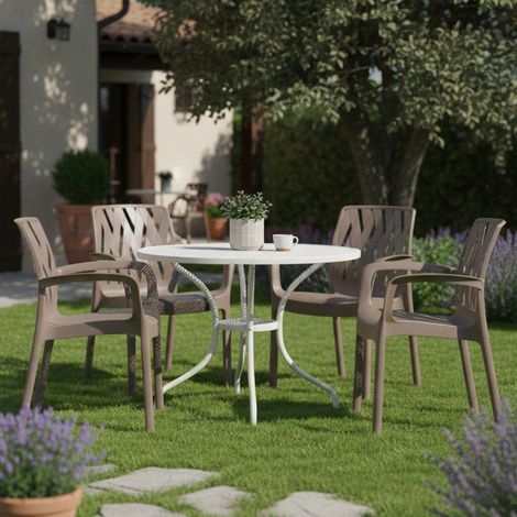 Outdoor-Stuhl Rumley, 4er-Set, stapelbar, Made in Italy, mit Armlehnen, Beige (1/4)