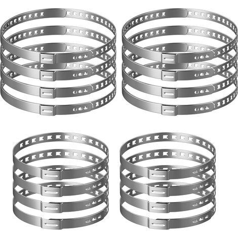 UNINGYI CV Lot de 16 colliers de serrage réglables en acier inoxydable - Type de colliers de serrage universels - 20-50/50-120 mm - Pour la maison, le tuyau à gaz, l'eau, l'étang, le jardin
