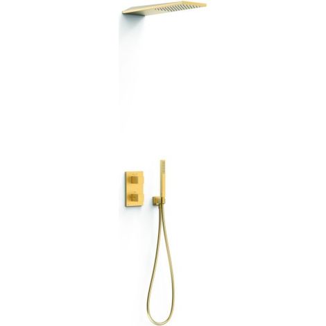 Kit robinet thermostatique encastré 2 voies pour douche Therm-box Or Mat 24K - TRES 20235055OM